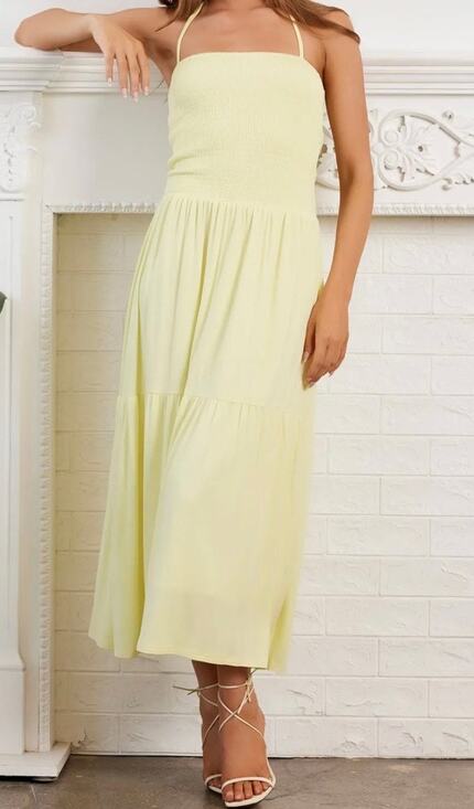 bishop + young Dresses & Skirts - Bishop & young yellow NWT smocked halter tiered dress Bellissima limoncello $120